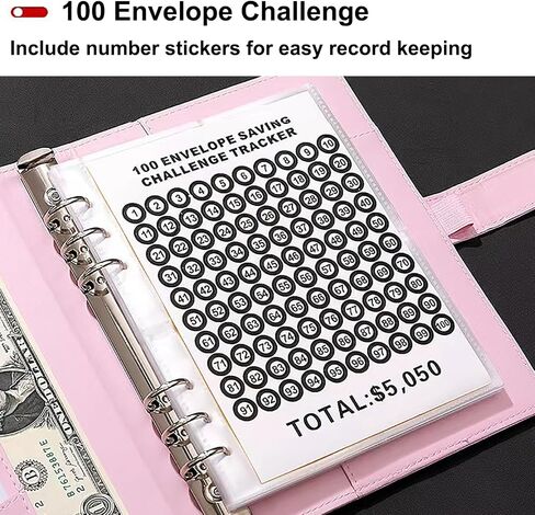 تحدي توفير المال في 100 ظرف مع قفل مركب، طريقة سهلة وممتعة لتوفير 5050 دولارًا، غلاف كتاب تحدي توفير المال مع مغلفات نقدية هدية لعيد الميلاد وعيد الميلاد (أسود) in Saudi Arabia