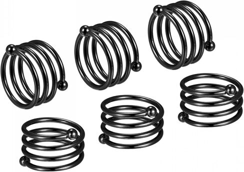 uxcell Metal Napkin Rings Set of 6, Spiral Napkin Ring Holder Buckle for Dining Table Decorations Wedding Birthday Holiday Party, Black in Kuwait