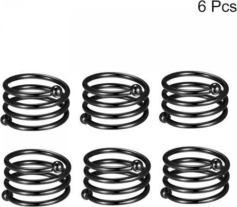 uxcell Metal Napkin Rings Set of 6, Spiral Napkin Ring Holder Buckle for Dining Table Decorations Wedding Birthday Holiday Party, Black in Kuwait