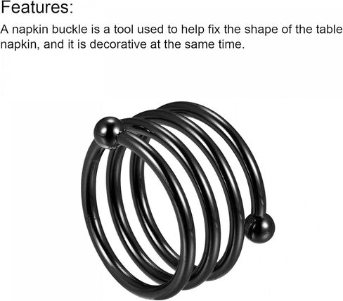 uxcell Metal Napkin Rings Set of 6, Spiral Napkin Ring Holder Buckle for Dining Table Decorations Wedding Birthday Holiday Party, Black in Kuwait
