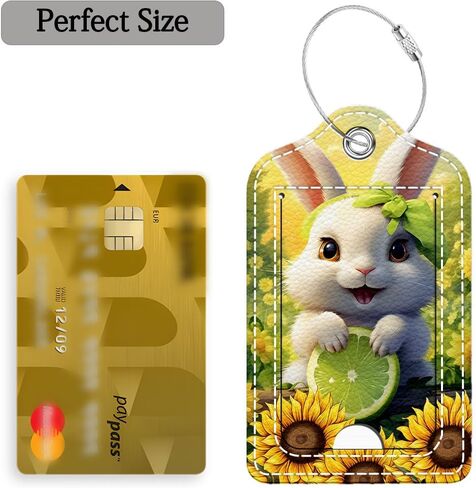 Bvkilrvc 2 Pcs Luggage Tag for Suitcase, Cute Bunny Sunflower Unique Leather Suitcase Tags with Full Privacy Cover Stainless Steel Loop for Women Men Travel Baggage Bag Backpack in Saudi Arabia