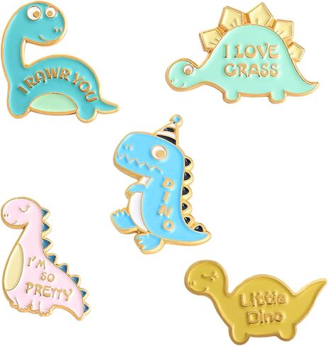 المينا دبوس دبابيس لطيف Kawaii ديناصور المينا دبابيس مجموعة للسترات الملابس حقيبة الكرتون ديناصور المينا دبوس لحقائب الظهر طية صدر السترة شارة الكرتون الحيوانات ديناصور المينا ظهره دبوس in Kuwait