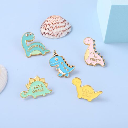 المينا دبوس دبابيس لطيف Kawaii ديناصور المينا دبابيس مجموعة للسترات الملابس حقيبة الكرتون ديناصور المينا دبوس لحقائب الظهر طية صدر السترة شارة الكرتون الحيوانات ديناصور المينا ظهره دبوس in Kuwait