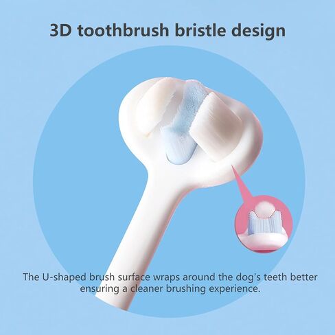 Zestbina Ultra Soft Nano Bristles Dog Toothbrush,Pet Dental Care Kit,3 Sided Design for Easy Teeth Cleaning,Suitable for All Dogs,for Your Pet's Sensitive Teeth and Gums in Saudi Arabia