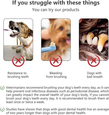 Zestbina Ultra Soft Nano Bristles Dog Toothbrush,Pet Dental Care Kit,3 Sided Design for Easy Teeth Cleaning,Suitable for All Dogs,for Your Pet's Sensitive Teeth and Gums in Saudi Arabia