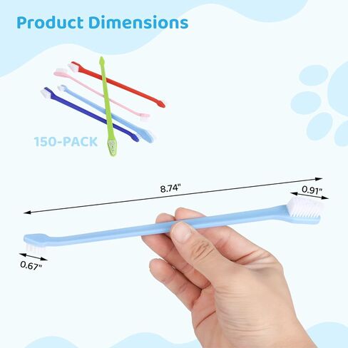 150 قطعة من فرشاة أسنان الكلاب ذات الرأس المزدوج من IKITEE، 5 ألوان، فرش أسنان مزدوجة الرأس للكلاب الكبيرة والصغيرة، والقطط، ومعظم الحيوانات الأليفة، وشعيرات ناعمة، ومستلزمات العناية بالفم وتنظيف الأسنان in Kuwait