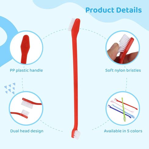 150 قطعة من فرشاة أسنان الكلاب ذات الرأس المزدوج من IKITEE، 5 ألوان، فرش أسنان مزدوجة الرأس للكلاب الكبيرة والصغيرة، والقطط، ومعظم الحيوانات الأليفة، وشعيرات ناعمة، ومستلزمات العناية بالفم وتنظيف الأسنان in Kuwait
