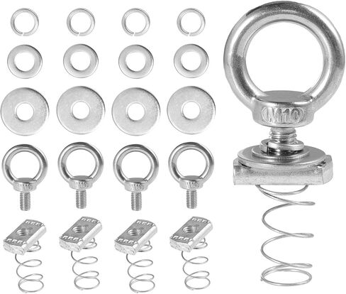 Strut Channel Nut and Eye Bolt Set - Heavy Duty Stainless Steel Eye Bolts M8, M10 | Zinc Plated Spring Nuts, Long Spring) for Unistrut, M10, Pack of 8 in Saudi Arabia