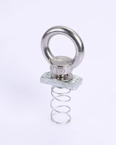 Strut Channel Nut and Eye Bolt Set - Heavy Duty Stainless Steel Eye Bolts M8, M10 | Zinc Plated Spring Nuts, Long Spring) for Unistrut, M10, Pack of 8 in Saudi Arabia