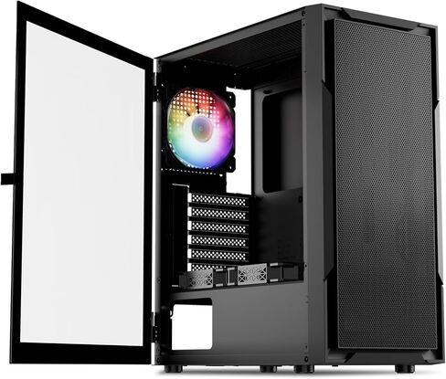 حافظة كمبيوتر DARKROCK A8-M باللون الأسود Micro-ATX Mid Tower للكمبيوتر الشخصي للألعاب والأعمال لوحة جانبية من الزجاج المقسى تدعم مشعاع 240 مم في الأعلى 1 × مروحة ARGB ومراوح تبريد 2 × 120 مم مثبتة مسبقًا in Kuwait