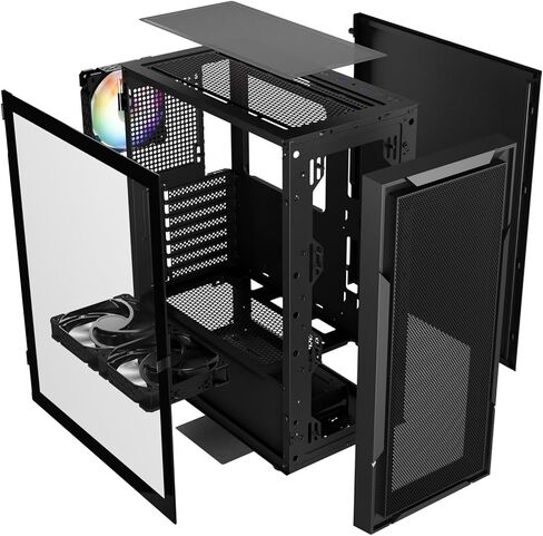 حافظة كمبيوتر DARKROCK A8-M باللون الأسود Micro-ATX Mid Tower للكمبيوتر الشخصي للألعاب والأعمال لوحة جانبية من الزجاج المقسى تدعم مشعاع 240 مم في الأعلى 1 × مروحة ARGB ومراوح تبريد 2 × 120 مم مثبتة مسبقًا in Kuwait