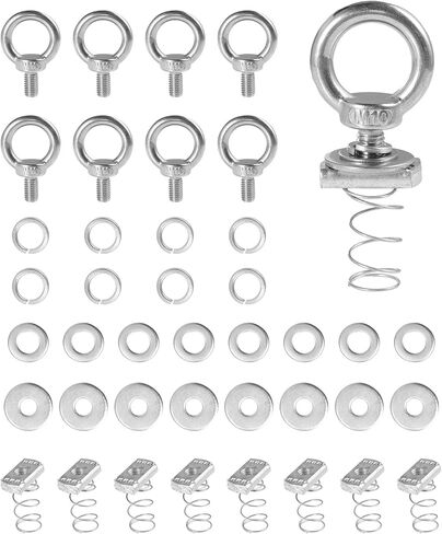Strut Channel Nut and Eye Bolt Set - Heavy Duty Stainless Steel Eye Bolts M8, M10 | Zinc Plated Spring Nuts, Long Spring) for Unistrut, M10, Pack of 8 in Saudi Arabia