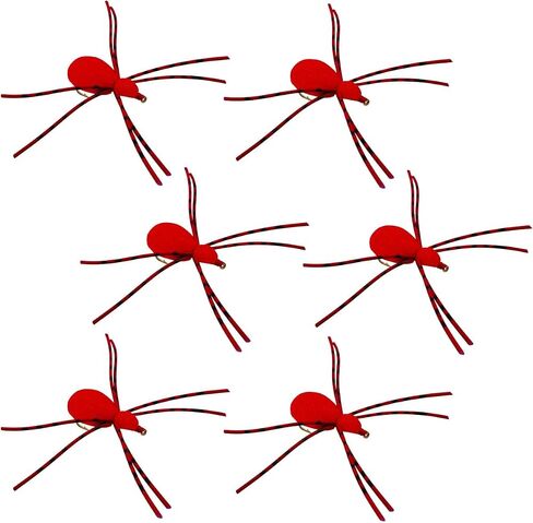 Thor Outdoor Foam Spider Fly Fishing Set – Red, Small & Leggy, 6 Pc, Hook Size #16 - Topwater Dry Flies for Bass, Panfish, and Trout in Saudi Arabia