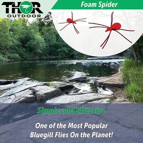Thor Outdoor Foam Spider Fly Fishing Set – Red, Small & Leggy, 6 Pc, Hook Size #16 - Topwater Dry Flies for Bass, Panfish, and Trout in Saudi Arabia