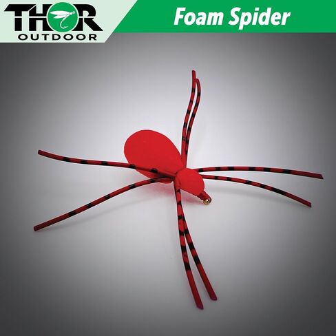 Thor Outdoor Foam Spider Fly Fishing Set – Red, Small & Leggy, 6 Pc, Hook Size #16 - Topwater Dry Flies for Bass, Panfish, and Trout in Saudi Arabia