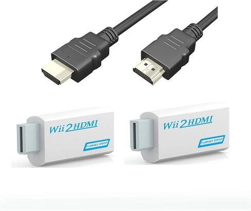 Lyyes Wii to HDMI Converter, 2 Wii to HDMI Adapters with 2 HDMI Cables 1080P Full HD for All Wii Display, 2 Pack in Kuwait