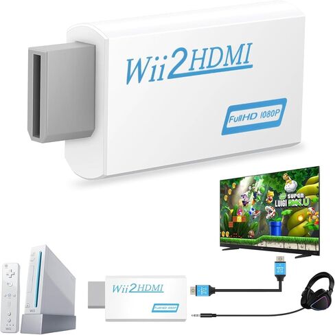 Lyyes Wii to HDMI Converter, 2 Wii to HDMI Adapters with 2 HDMI Cables 1080P Full HD for All Wii Display, 2 Pack in Kuwait
