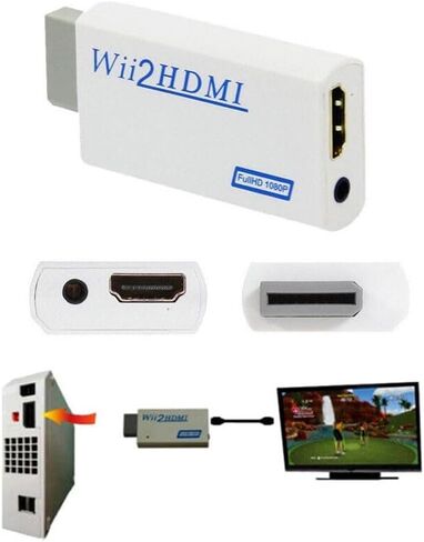 Lyyes Wii to HDMI Converter, 2 Wii to HDMI Adapters with 2 HDMI Cables 1080P Full HD for All Wii Display, 2 Pack in Kuwait