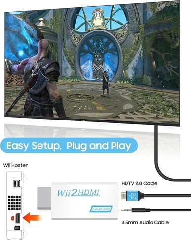 Lyyes Wii to HDMI Converter, 2 Wii to HDMI Adapters with 2 HDMI Cables 1080P Full HD for All Wii Display, 2 Pack in Kuwait