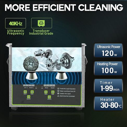 منظف ​​بالموجات فوق الصوتية من أونيزيلي، منظف الأجزاء بالموجات فوق الصوتية الرقمية 4.5 لتر، احترافي لتنظيف المكربن ​​مع سخان ومؤقت، والأجزاء الصغيرة، ولوحة الدوائر، والنظارات، والأسنان، والمجوهرات in Kuwait