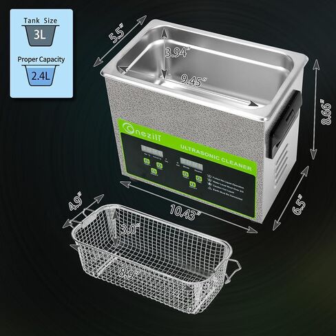 منظف ​​بالموجات فوق الصوتية من أونيزيلي، منظف الأجزاء بالموجات فوق الصوتية الرقمية 4.5 لتر، احترافي لتنظيف المكربن ​​مع سخان ومؤقت، والأجزاء الصغيرة، ولوحة الدوائر، والنظارات، والأسنان، والمجوهرات in Kuwait