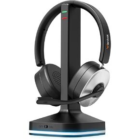 Wantek سماعة بلوتوث لاسلكية مع قاعدة شحن - 2 في 1 USB دونجل / اتصال بلوتوث، ميكروفون لإلغاء الضوضاء للمكتب / العمل / السفر in Saudi Arabia
