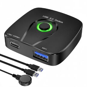 محول USB 3.0 2 في 1 مخرج، Reyoten 2 جهاز كمبيوتر يشارك 1 لوحة مفاتيح/ماوس/طابعة (2 كابلات USB متضمنة) in Kuwait