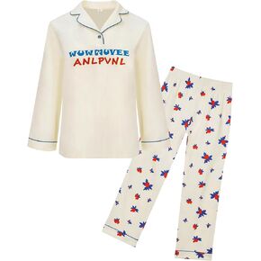 UPTRIS Womens Pajamas Sets Cotton 2 Piece PJs Lounge Sets Short Sleeve Button Down Soft Sleepwear Notch Collar with Pockets in Saudi Arabia