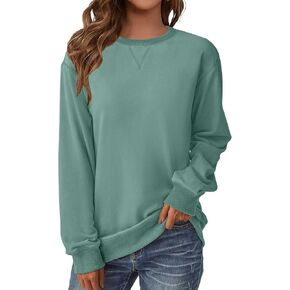 Womens Casual Long Sleeve Sweatshirt Crew Neck Crewneck T Shirt Tshirt Cute Pullover Tops Relaxed Fit Thin Soft Comfy Light Weight Loose Fit Sweater 2025 Fashion Clothes Trendy Outfits Purple M in Kuwait