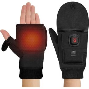 قفازات تسخين للرجال والنساء، قفازات كهربائية بدون أصابع قابلة لإعادة الشحن بـ 3 مستويات تسخين مع تصميم قلاب (S/L) in Kuwait