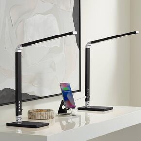 360 إضاءة Jett 16 1/2 "مصابيح مكتب حديثة صغيرة عالية مجموعة من 2 منفذ USB ضوء ليلي LED ظل معدني أسود للمنزل والمكتب وغرفة المعيشة شحن غرفة النوم بجانب السرير ومنضدة المنزل للقراءة ومدخل المطبخ in Kuwait