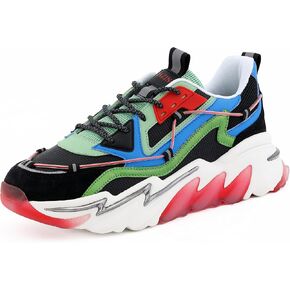 Mazino Lotus Fashion Chunky Sneakers for Men - Men's Athleisure Casual Shoes, Color Yellow/Red, Size 9 in Saudi Arabia