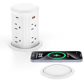 منفذ VILONG المنبثق على سطح الطاولة مع شاحن لاسلكي بقدرة 15 وات، 4 USB/8 تيار متردد in Kuwait