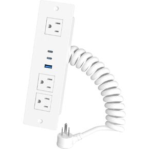 مجموعة مخارج الأدراج مع محطة شحن سريعة USB C بقدرة 65 وات، ومنفذ طاقة مجوف من HEZI مع 3 منافذ USB و3 منافذ تيار متردد، وشريط طاقة مثبت على الأثاث للمنزل والمكتب بطول 6 أقدام in Kuwait