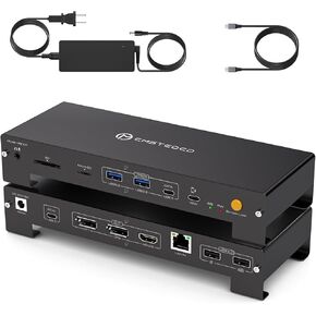 قاعدة توصيل للكمبيوتر المحمول USB C 3 شاشات 4K مع مصدر طاقة 120 وات قاعدة Thunderbolt 15 في 1 لشاشات متعددة مع منفذ 2DP ومنفذ HDMI PD100W/10 جيجابت في الثانية USB/SD&TF/Ethernet وما إلى ذلك (نظام التشغيل MacOS-لا يوجد وضع ممتد) in Kuwait