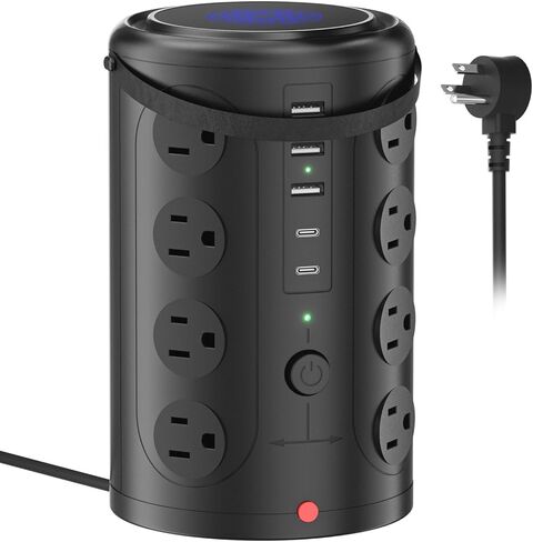 Tower Power Strip with 1 Dedicated PD 20W Fast-Charging Port, 12 Outlets, 5 USB Ports (3 USB-C), 1800J Protector, Desk Charging Station for Multiple Devices, 6FT Extension Cord, Home Office Essentials in Saudi Arabia