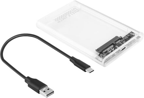 Transparent 2.5" HDD/SSD Enclosure, USB3.0 Type-C 5Gbps High-Speed, Max 6TB Capacity, EU Plug and Play for PC/TV/Car Audio in Saudi Arabia