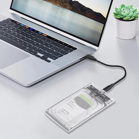 Transparent 2.5" HDD/SSD Enclosure, USB3.0 Type-C 5Gbps High-Speed, Max 6TB Capacity, EU Plug and Play for PC/TV/Car Audio in Saudi Arabia
