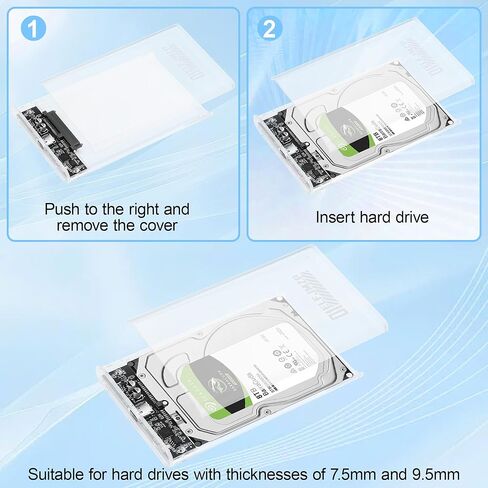 Transparent 2.5" HDD/SSD Enclosure, USB3.0 Type-C 5Gbps High-Speed, Max 6TB Capacity, EU Plug and Play for PC/TV/Car Audio in Saudi Arabia