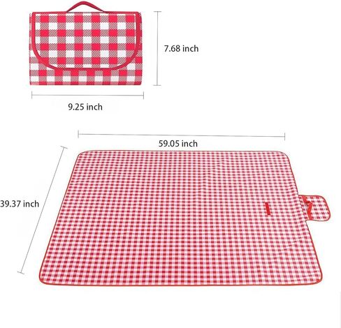 Large Picnic Blanket Waterproof and Sand Proof -59x39 inch Large Outdoor Beach Mat, Portable Foldable Blanket, Suitable for Camping, Parks, Families, Adults, Children, and Pets (Red-M) in Saudi Arabia