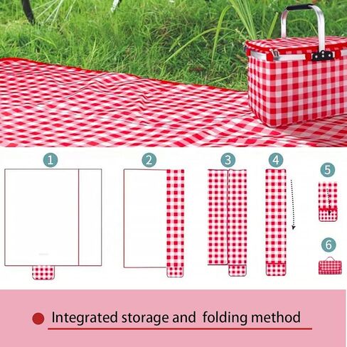 Large Picnic Blanket Waterproof and Sand Proof -59x39 inch Large Outdoor Beach Mat, Portable Foldable Blanket, Suitable for Camping, Parks, Families, Adults, Children, and Pets (Red-M) in Saudi Arabia