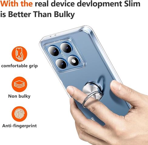 QUIETIP Kickstand Case for ZTE Blade A56 with Screen Protector,Clear TPU Cases with Degree Magnetic Ring Cover,Clear in Saudi Arabia