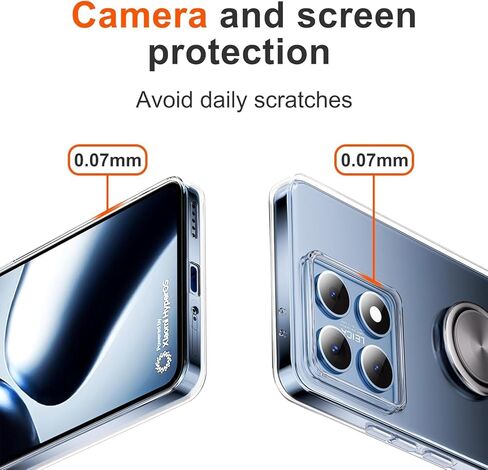 QUIETIP Kickstand Case for ZTE Blade A56 with Screen Protector,Clear TPU Cases with Degree Magnetic Ring Cover,Clear in Saudi Arabia