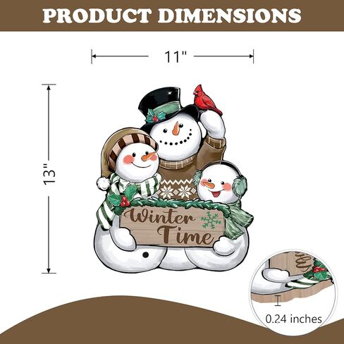 Winter Time Snowman Blue Front Door Sign, Cardinal Red Bird Wood Door Hanger Outdoor Outside Porch Decor, Christmas Seasonal Wooden Wreath Indoor Wall Hanging Decoration in Saudi Arabia