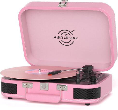 مشغل تسجيل فينيل بلوتوث من VINYLSLINK، قرص دوار محمول بثلاث سرعات مع تحكم ثلاثي وباس، مكبرات صوت ستيريو مدمجة، مشغل LP يعمل بالحزام مع RCA ومقبس سماعة الرأس، تصميم أزرق عتيق in Kuwait