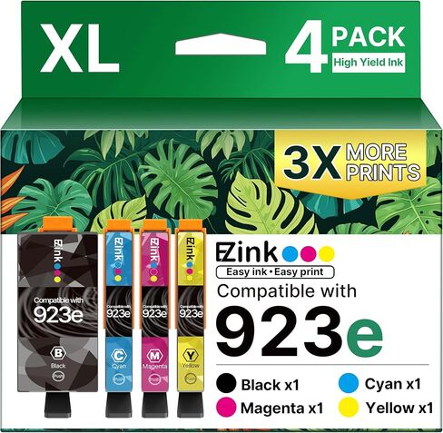 E-Z Ink 923 Ink cartridges for HP Printers Replacement for hp 923e 923xl Ink cartridges Combo Pack for hp officejet pro 8125e 8135e 81030e 8138e 8139e 8122e Printers(4 Pack 923e Ink with Chip) in Kuwait