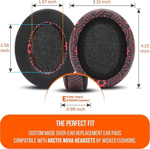 WC Mod Kit Arctis Nova Techne Edition - وسائد أذن من جل التبريد وعصابة رأس وألواح جانبية لسماعات الرأس السلكية Arctis Nova 7 / 7X / 7P / PRO من Wicked Cushions in Kuwait