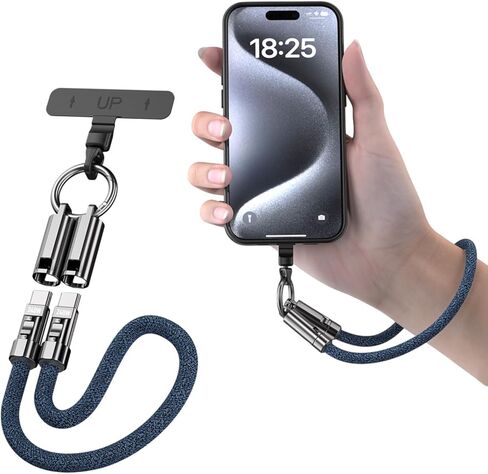حبل كروس TOP-UP بطول 4 أقدام (120 سم) - حزام رقبة وكتف للهاتف الخلوي مع كابل شحن USB-C مدمج بقدرة 240 وات ونقل البيانات - حبل متين، أساسيات السفر لهاتف iPhone 17/16/15 والهواتف الذكية in Kuwait