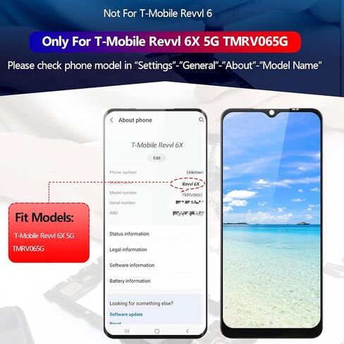 YWLRONG Display for T-Mobile Revvl 6X 5G Screen Replacement LCD Touch Screen Digitizer Assembly for Revvl 6X TMRV065G with Tools (with Frame) in Saudi Arabia