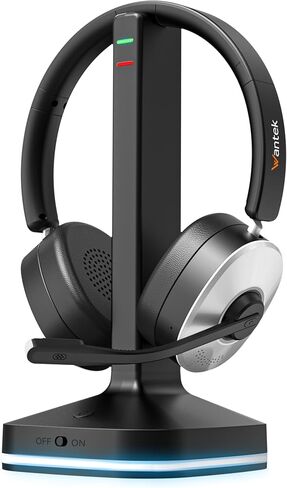 Wantek Wireless Bluetooth Headset with Charging Dock – 2-in-1 USB Dongle/Bluetooth Connection, Noise Canceling Mic for Office/Work/Travel in Saudi Arabia